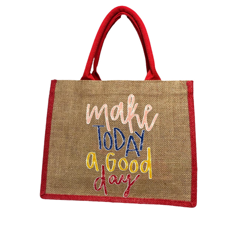 'Make today a good day' straw bag