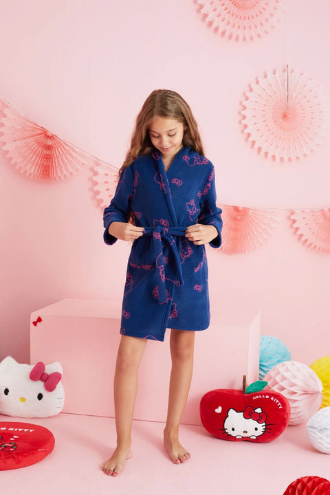 Dark-Blue Hello Kitty Kids Bathrobe