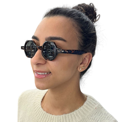 Retro Round Leopard Hexagonal Sunglasses