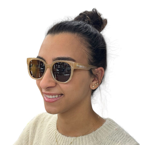 Beige Round Transparent Sunglasses