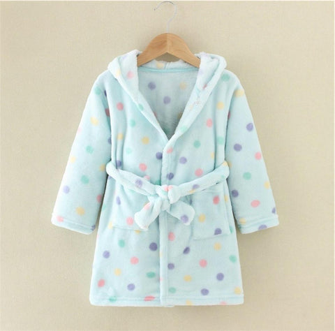 Aqua Dotted Kids Robe