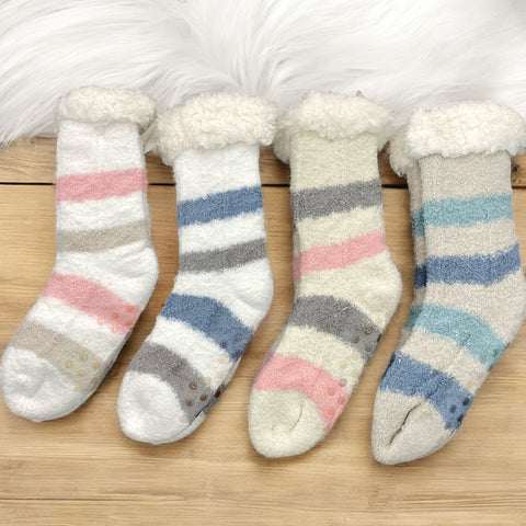 Fuzzy Striped Fleece Socks