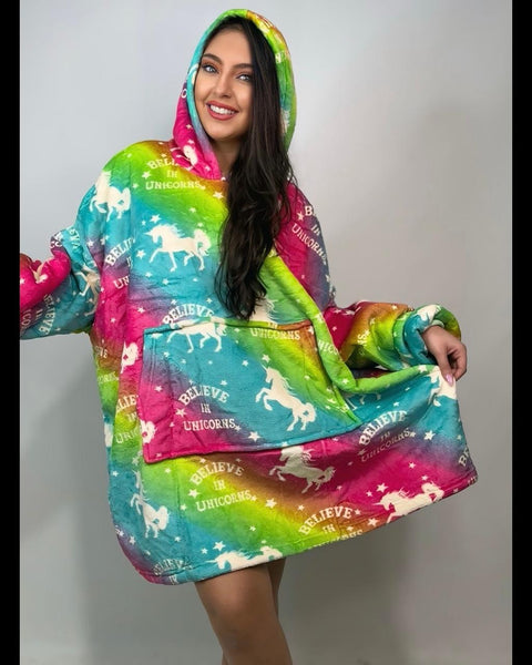 Hooded Blanket Unicorm Multicolor