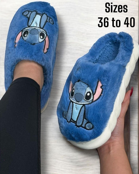 Dark-Blue Stitch Slippers