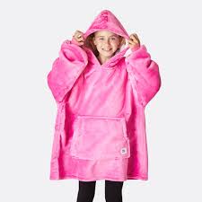 Hot-Pink Kids Hooded Blanket