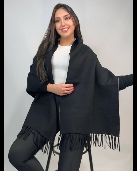 Reversible Fringe Poncho