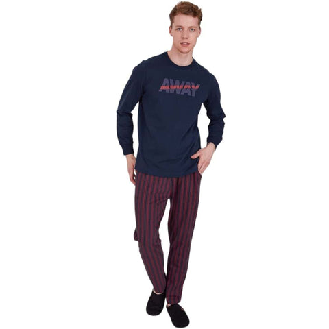 Dark Blue-Burgundy Away Cotton PJ